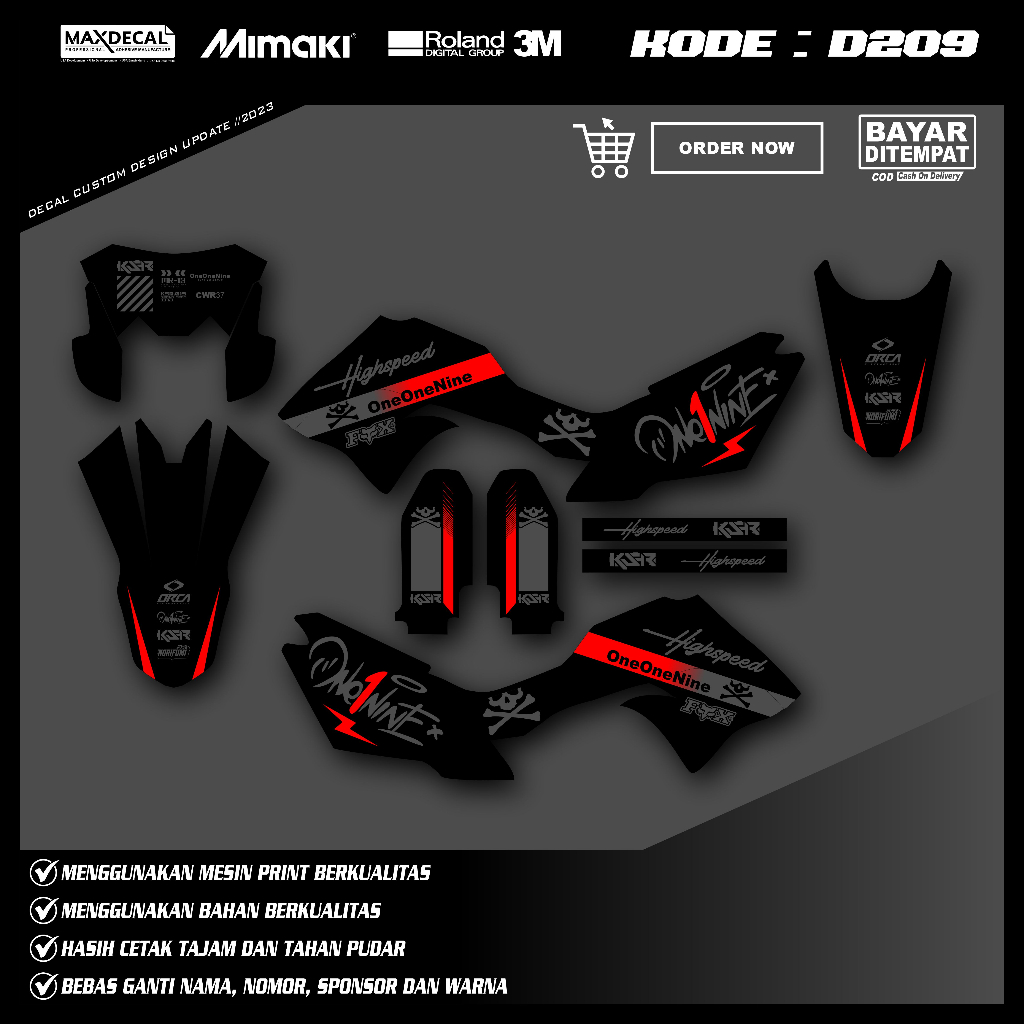 DECAL DTRACKER 150 FULL BODY DECAL KLX BF FULL BODY DECAL KLX GORDON