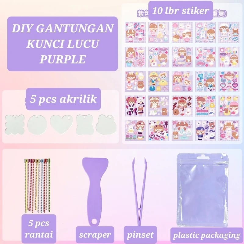 DIY GANTUNGAN KUNCI LUCU AKRILIK STIKER MOMO LUCU HOLOGRAM KEY CHAIN GLITTER KOREA STATIONARY