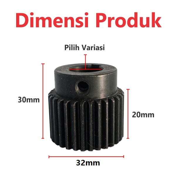 [HAEBOT] Straight Rack Gear Pinion Rackgear 30T 1M Bore 14mm 16mm CNC Lurus Router Plasma Laser Mesin Spur Industri Module 1 Transmisi X Y Axis