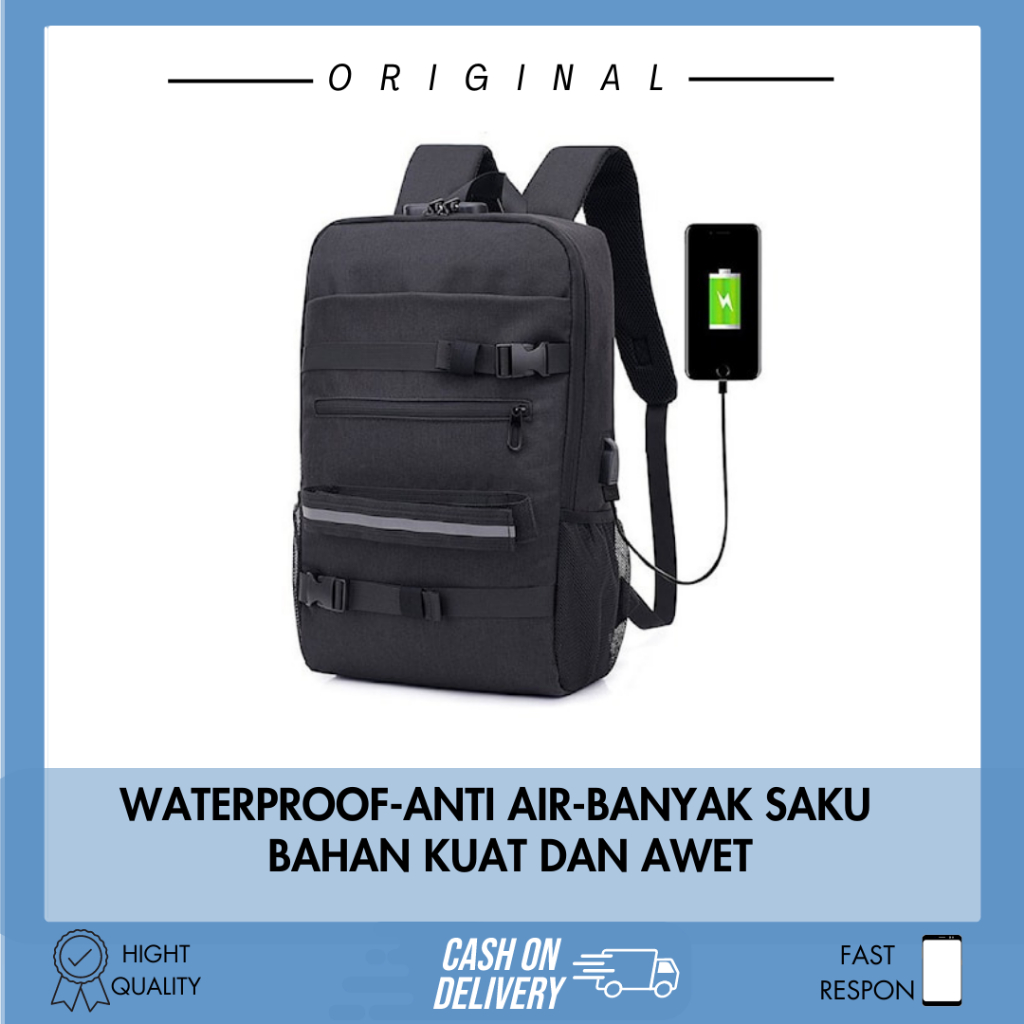 Backpack Tas Ransel Pria Wanita Tas Laptop Untuk Kuliah Sekolah Desain Simple Mewah Terkini Tas Seko