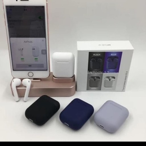 Headset BluetoothHandfree inpods 12 Macaron warna metalik wireless