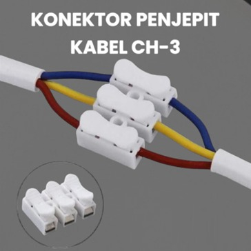 Quick Connect Cable Wire Connector 3 Pin Terminal Sambungan Kabel CH-3 Penjepit 3 Jalur Kabel CH3 Konektor Pengaman Kawat 3 Slot ch-3/3 ch3/3