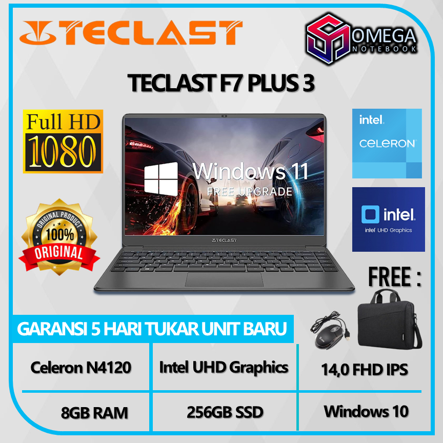 Laptop TECLAST F7 Plus 3 N4120 8GB 256GB SSD UHD 14,0 FHD Windows 10 Pro Laptop Sekolah Murah Ultrabook