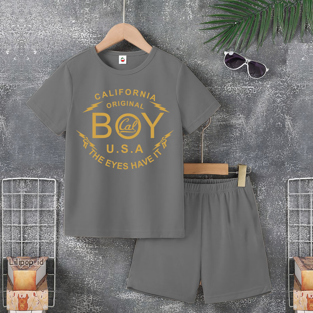 Baju Anak Stelan Usia 4-10 Tahun BOY Kaos 3/4 Cowok Cewek  Celana Pendek Harian