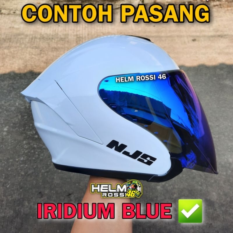 Kaca Visor Flat NJS KAIROZ Kairos Iridium Blue Red Silver Chrome Smoke Hitam merk Norisk gratis Rachet kupingan