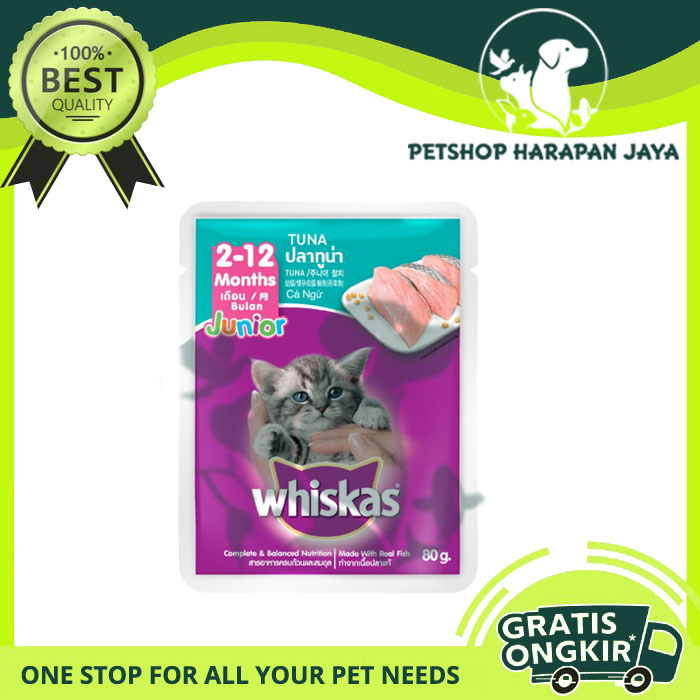 WHISKAS MAKANAN KUCING BASAH WHISKAS SACHET JUNIOR TUNA 80gr