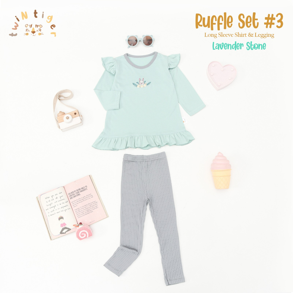 Twin Tiger Ruffle Set Setelan Ruffle Anak Perempuan