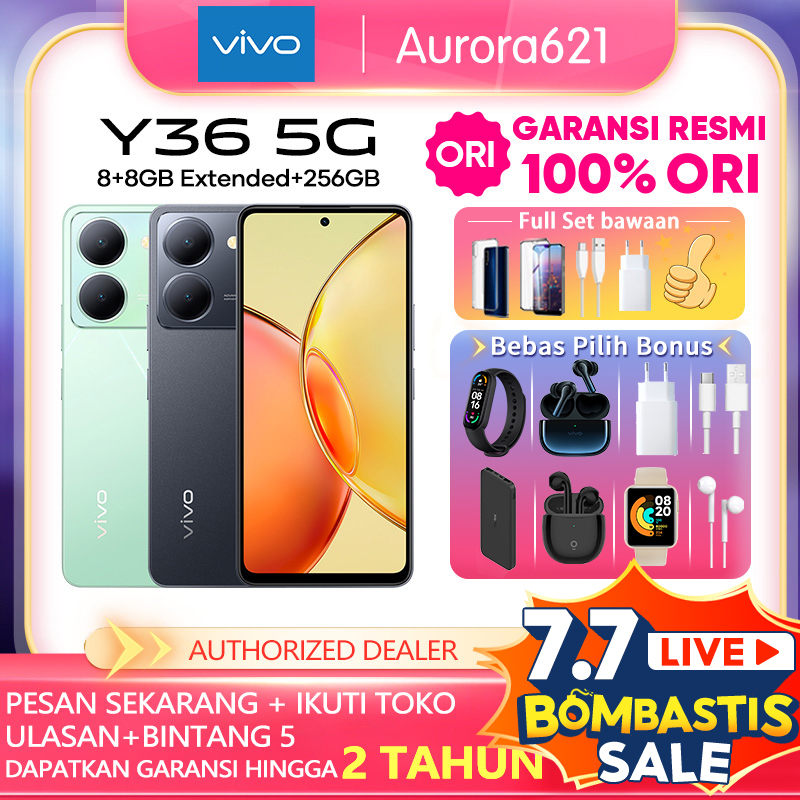 Vivo Y36 5G 8GB+8GB Extended RAM 256GB ROM Garansi Resmi Original Handphone hp Vivo Y36 terbaru 2023 VIVO Y35