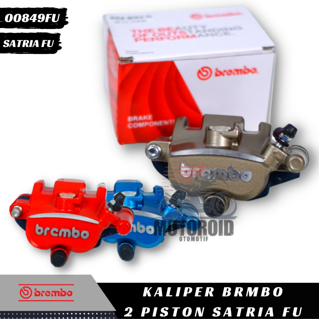 Kaliper Satria FU Chrome Samurai Kanan Piston Breket Cnc Ninja 2P Caliper BRB Silver