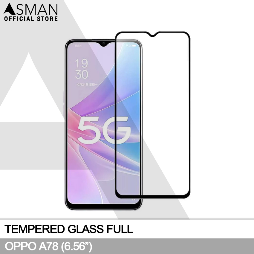 Tempered Glass Full Oppo A78 (6.56&quot;) | Anti Gores Kaca - Hitam