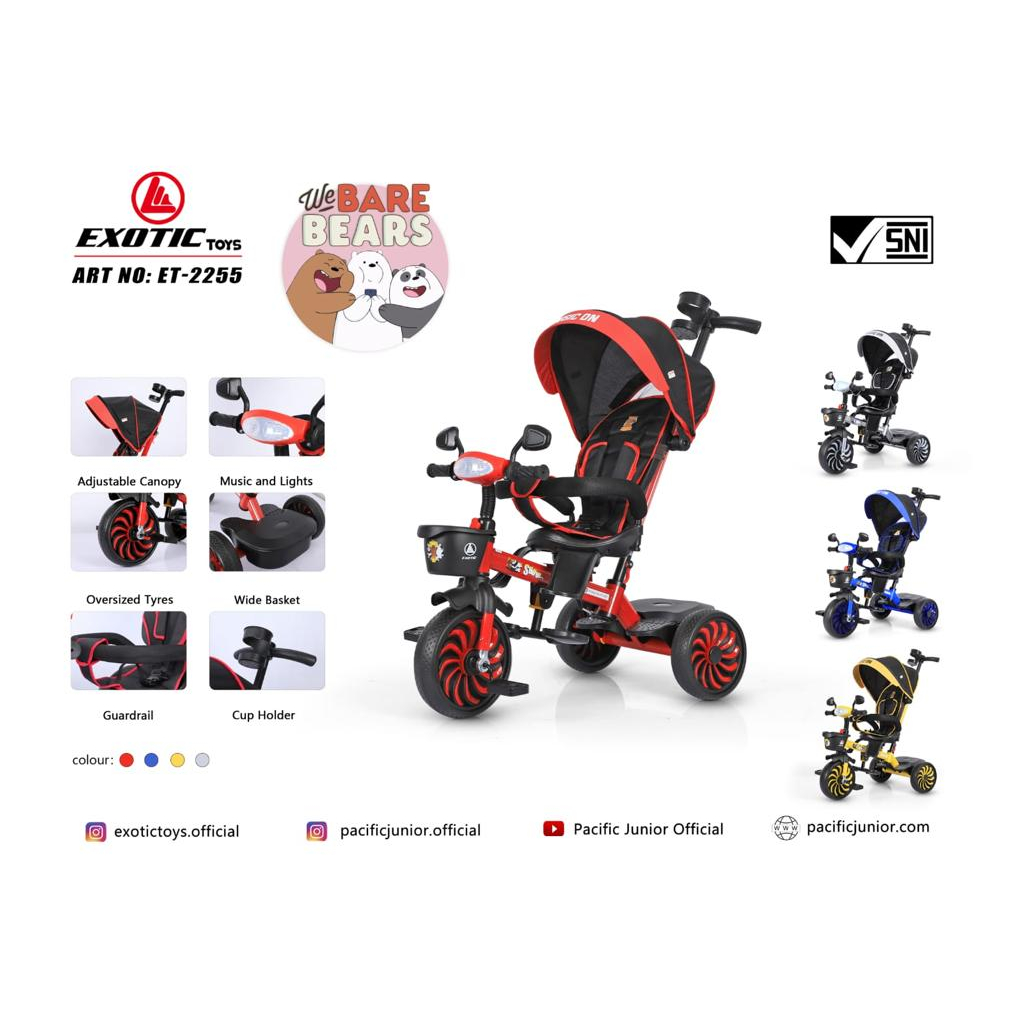 Sepeda balita roda tiga exotic ET 1265 2255 sepeda anak roda tiga baby shark we bare bears tricycle ET1265 ET2255 baby stroller dorongan anak bayi kereta dorong anak bayi ET1263 ET 1263 ET1267 ET 1267 ET1268 ET 1268 ET2251 ET 2251