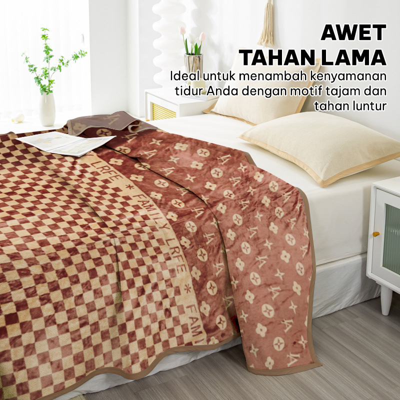 MT-4A Selimut Bulu Dewasa 180cm X 200cm / Selimut Bulu Ukuran KING super Tebal Pinggiran Full List Berkualitas