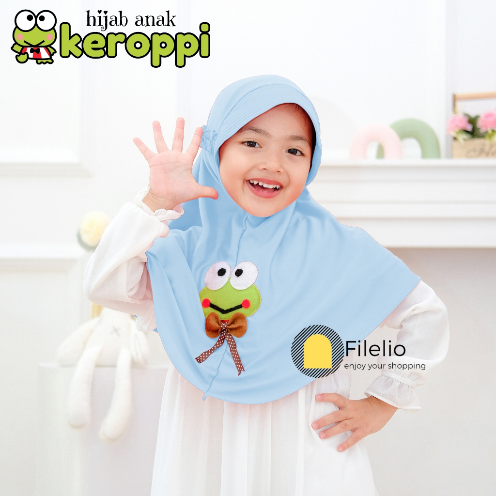 Hijab Anak TK Karakter KEROPPI Usia 4-7 Tahun Jilbab Anak Keroppi Bahan Jersey Adem, Halus, Dan Ringan Pakaian Anak Perempuan Terbaru Kerudung Anak Keroppi