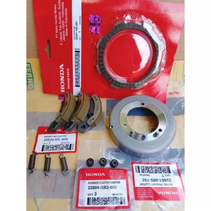 Paket Mangkok Kopling GN5 + Ganda KFL + Plat Kopling + Karet ganda Honda revo 100/Supra fit lama/Sup