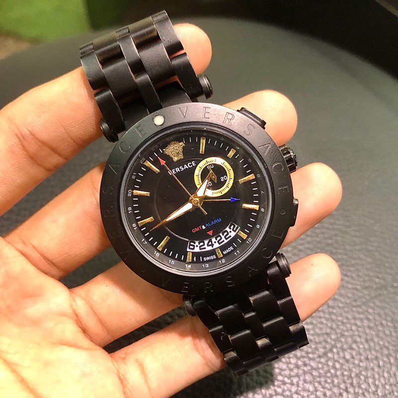 JAM TANGAN FASHION PRIA-VERSACE V-RACE GMT BLACK