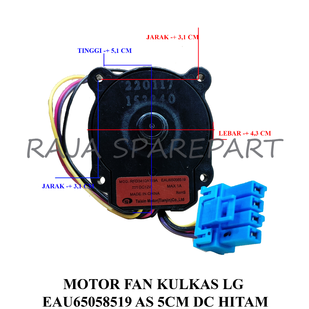 FAN MOTOR KULKAS/MOTOR FAN KULKAS LG EAU65058519 AS 5CM DC HITAM