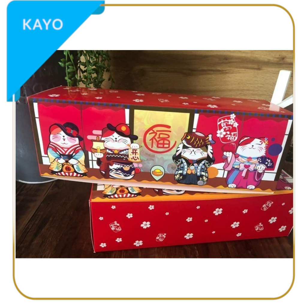 

kotak bingkisan imlek motif lucky cat gift box craft box bingkisan