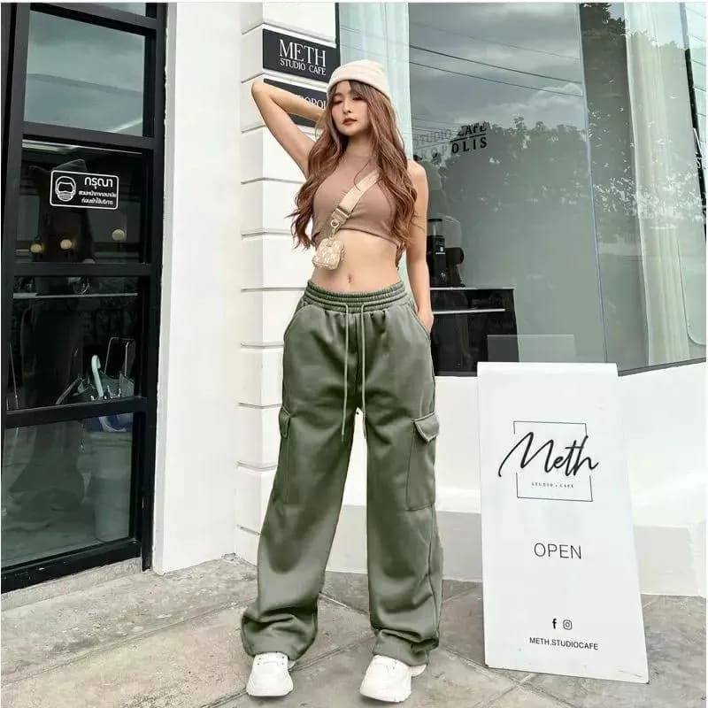 JOOY SWEET PANTS - CELANA CARGO PANJANG WANITA - CELANA KULOT WANITA SWEET PANTS