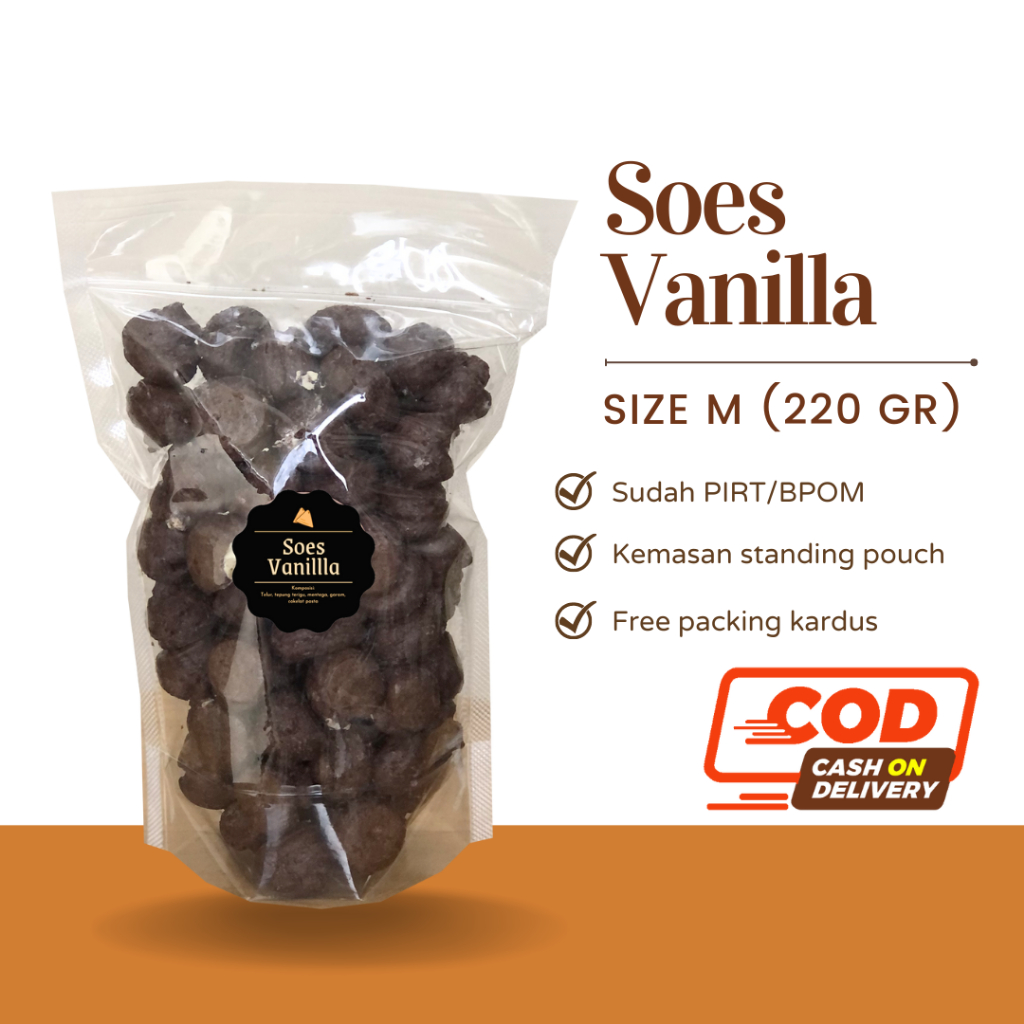 [DELISH SNACKS] Soes Cokelat / Vanilla (M) / Snack Cemilan / Sus Kering Mini Isi Coklat Camilan Manis