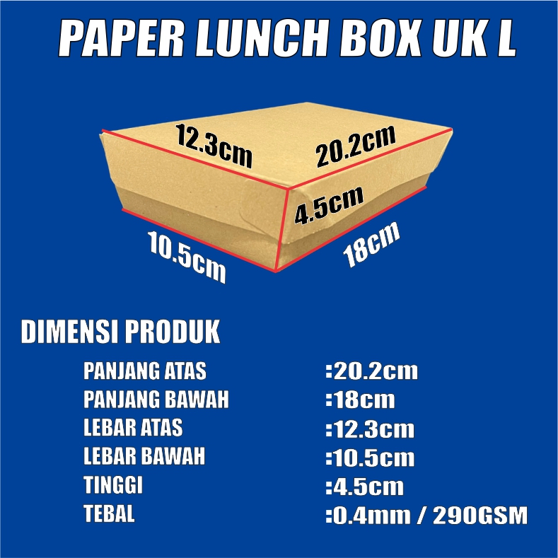 Paper Lunch Box Per Pack Uk L Kraft Coklat Food Tray Kotak Makan Kertas