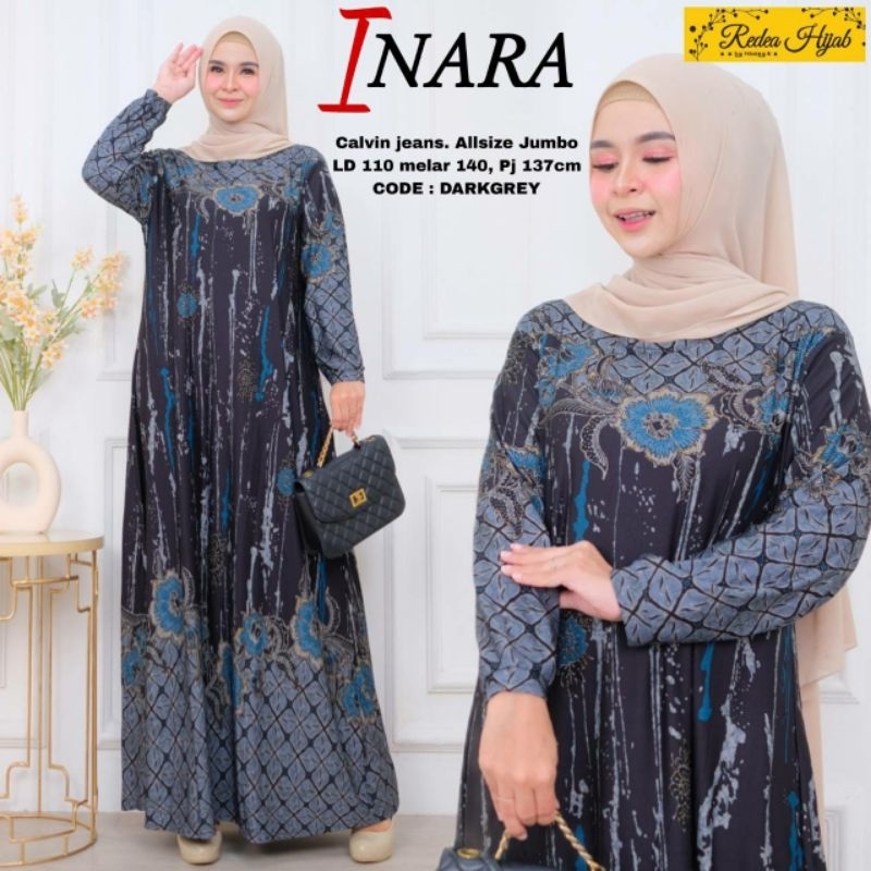 inara maxi dress ori redea gamis jumbo ld 130 ld 140 xl xxl xxxl gamis kaos premium gamis murah dail