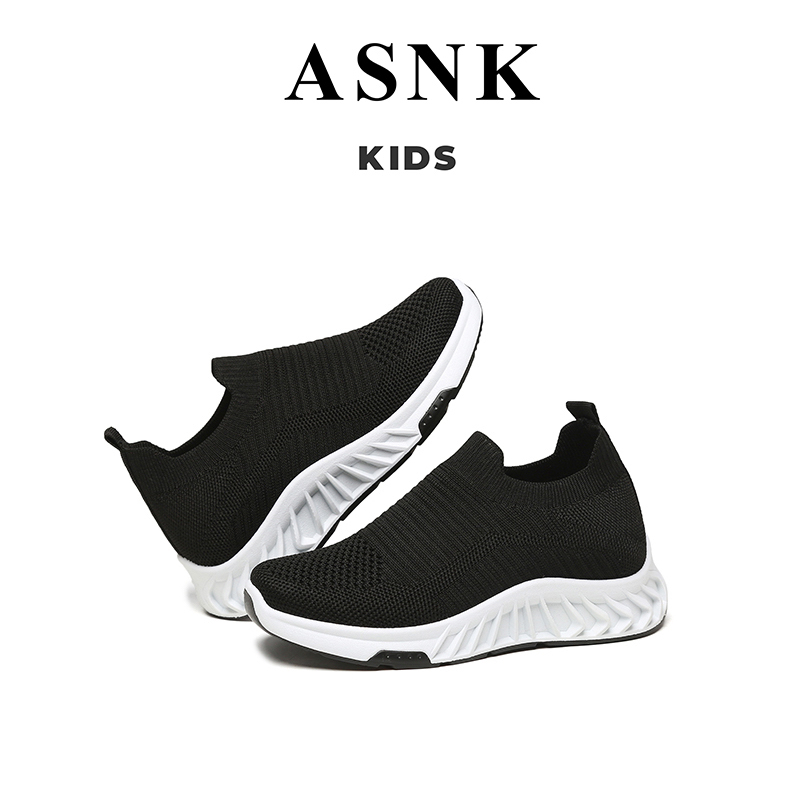 [GROSIR][COD] SEVEN_DAY SEPATU RAJUT SNEAKERS ANAK-ANAK UNTUK USIA 2-9 TAHUN / BOY &amp; GIRL HITAM WM2315