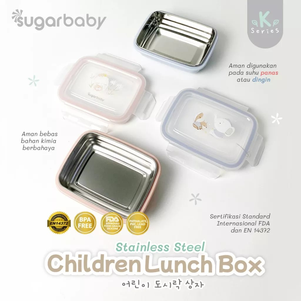 Sugar baby Stainless Steel Children Lunch box/ Kotak Makan stainless Sugarbaby/ Kotak Makan Anak/ Kotak Bekal