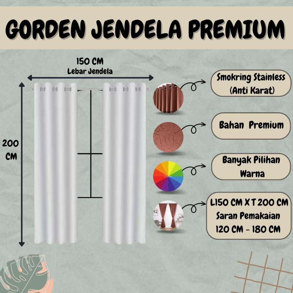 Gorden minimalis premium sale blackout Lebar 1&amp;1.5 meter