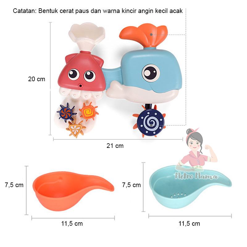 Mainan Mandi Air Bayi Anak Lucu Baby Kids Water Bath Toys Putar Original Gift Set