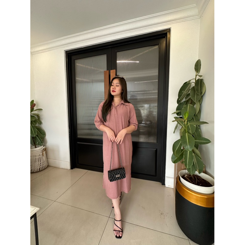 AVE - IVANA dress midi knit krah lengan 3/4 tebal