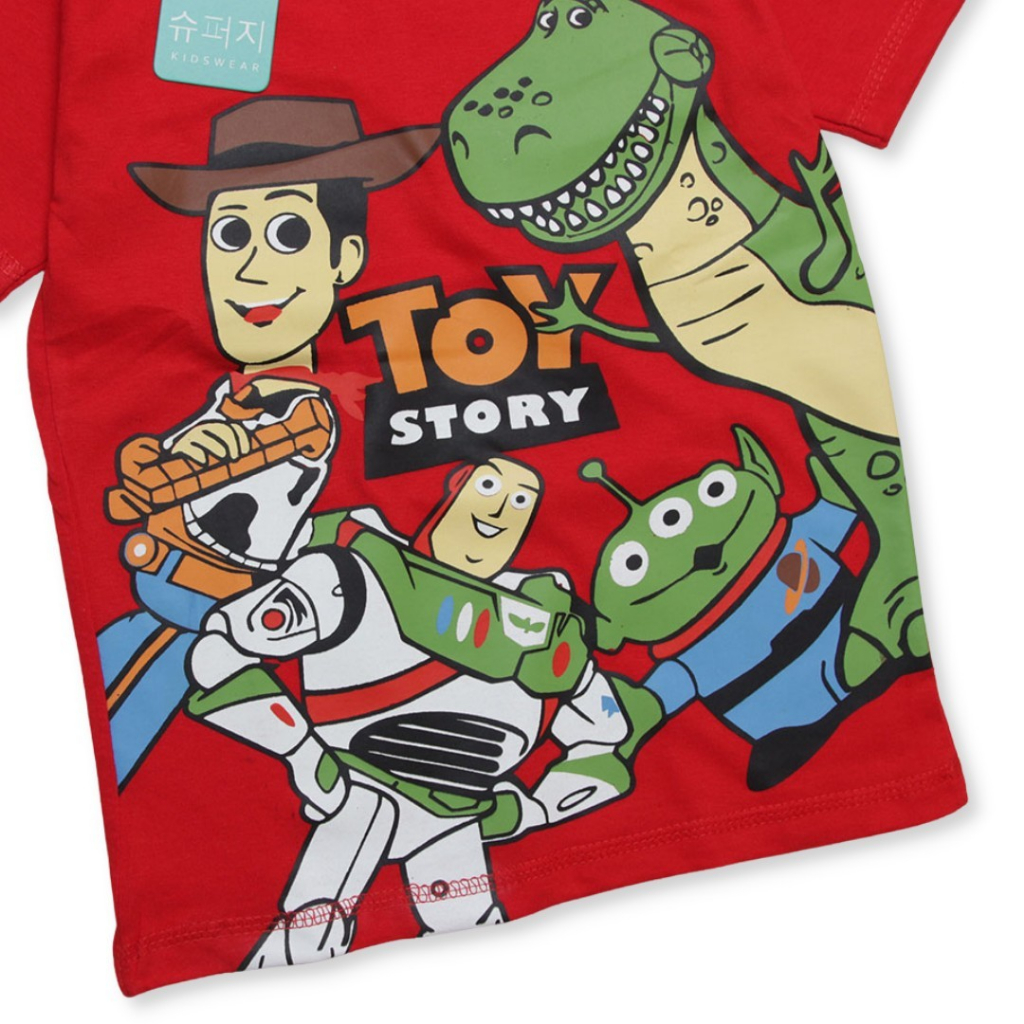 Baju Anak Laki-laki Lengan Pendek Kaos Kartun Motif TOYSTORY MERAH Abadi Grosir