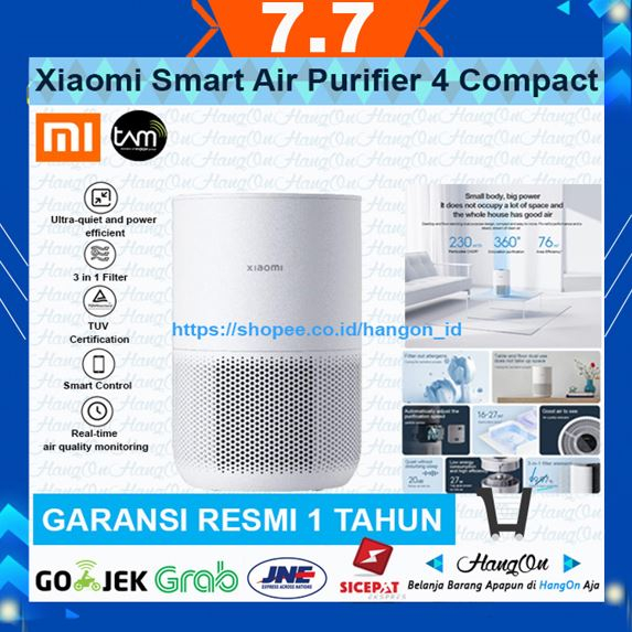 Xiaomi Smart Air Purifier 4 Compact OLED Layar Sentuh Pembersih Udara Touch Screen Jangkauan 16~27m² Mode Sleep Smart Control