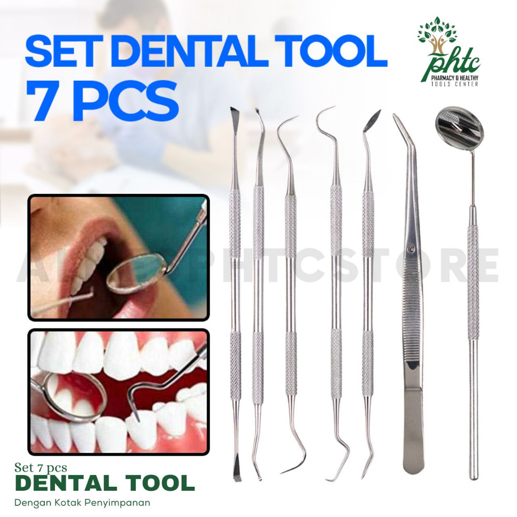 Dental Kit Alat Perawatan Dokter Gigi Stainless Steel Dentist Tool - 7-in-1 - Silver