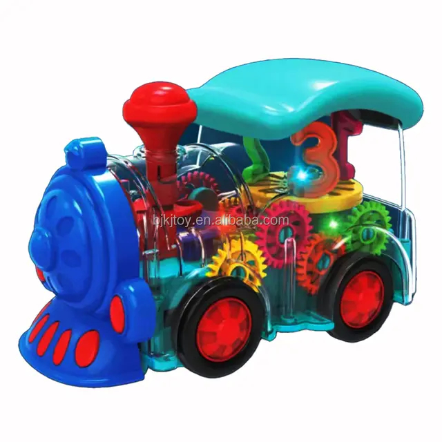 Kereta Edukasi Gear Train Colorful Transparan Bump and Go