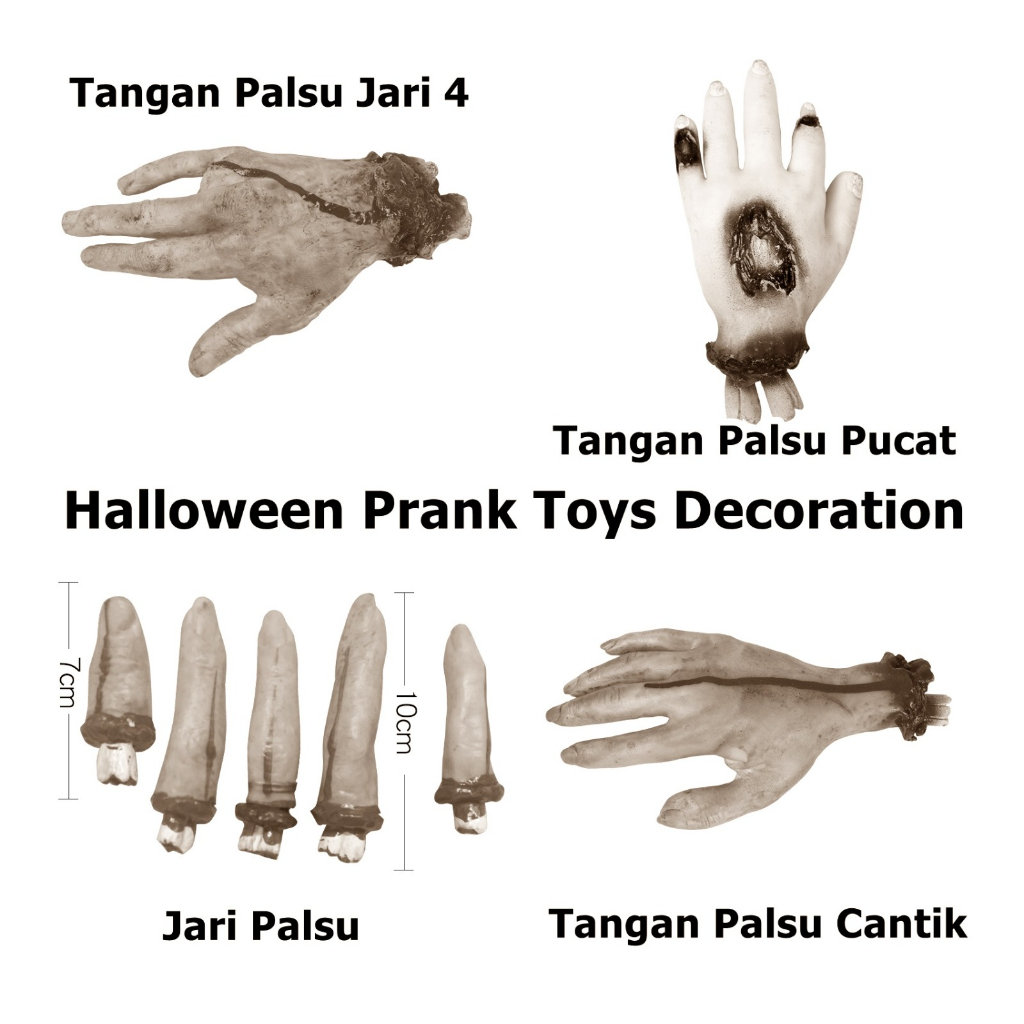 Tangan Jari dan Kuku Palsu Prank Toys Properti Halloween