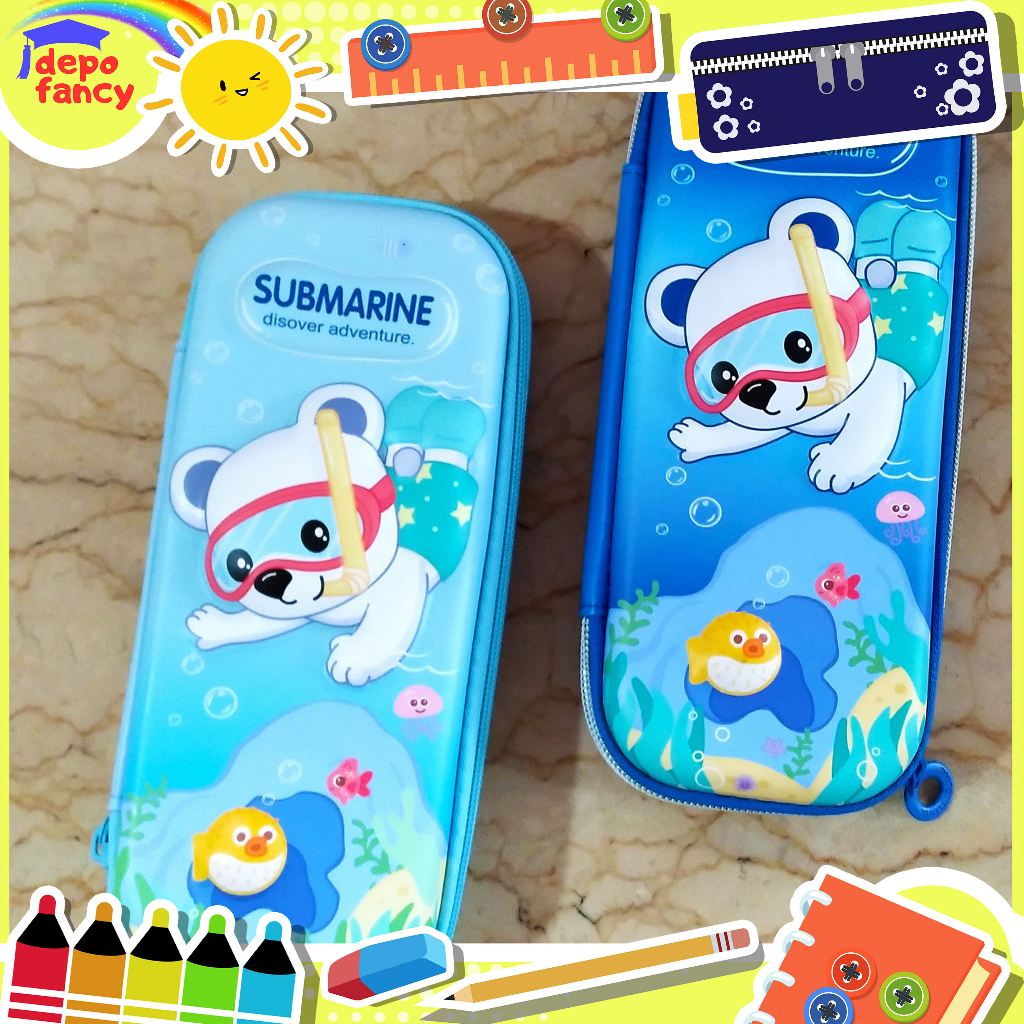 

Kotak Pensil Resleting Hardcase Timbul 38127-A Bear Submarine / Tempat Pensil / Pencil Case / Boks Pensil / Box Pen / Tepak Pensil