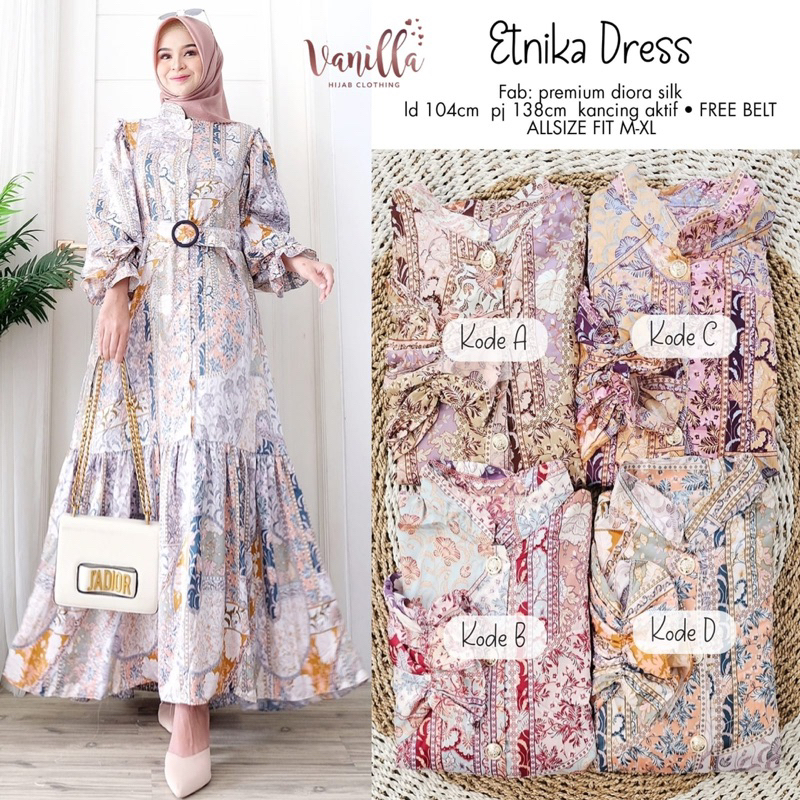 Etnika Dress by Vanilla Hijab / Dress Bahan Silk