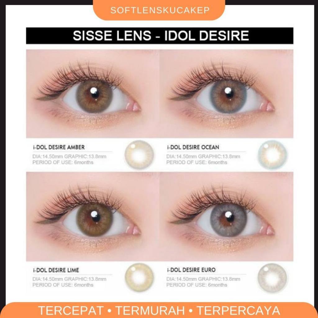 Softlens SISSE LENS - IDOL DESIRE Amber Grey / Ocean Blue / Lime Green / Euro Gray Normal s/d Minus 