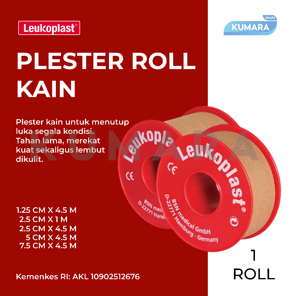 LEUKOPLAST - Plester Roll Kain / Plester Kain Coklat BSN per Roll