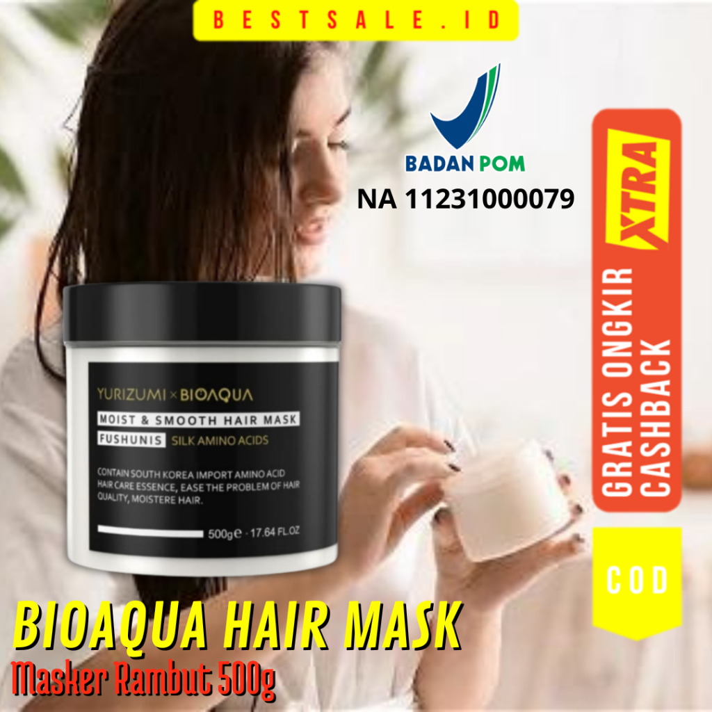 [BPOM] BIOAQUA Hair Mask Smooth &amp; Moisten Hair Film 500g - Masker Rambut BIOAQUA 500g