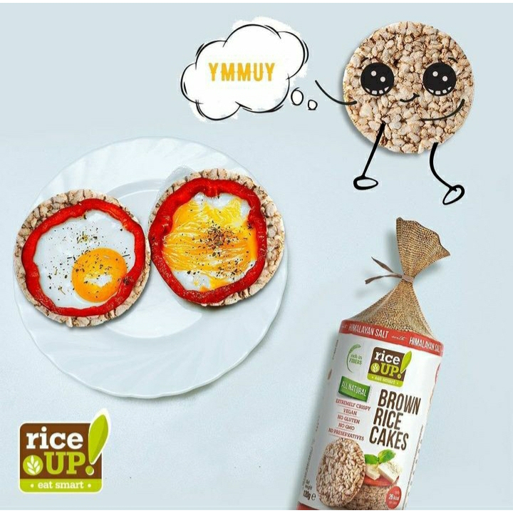 RICE UP BROWN RICE CAKES GLUTEN FREE 120GR | KREKERS KERIPIK SEHAT NON MSG