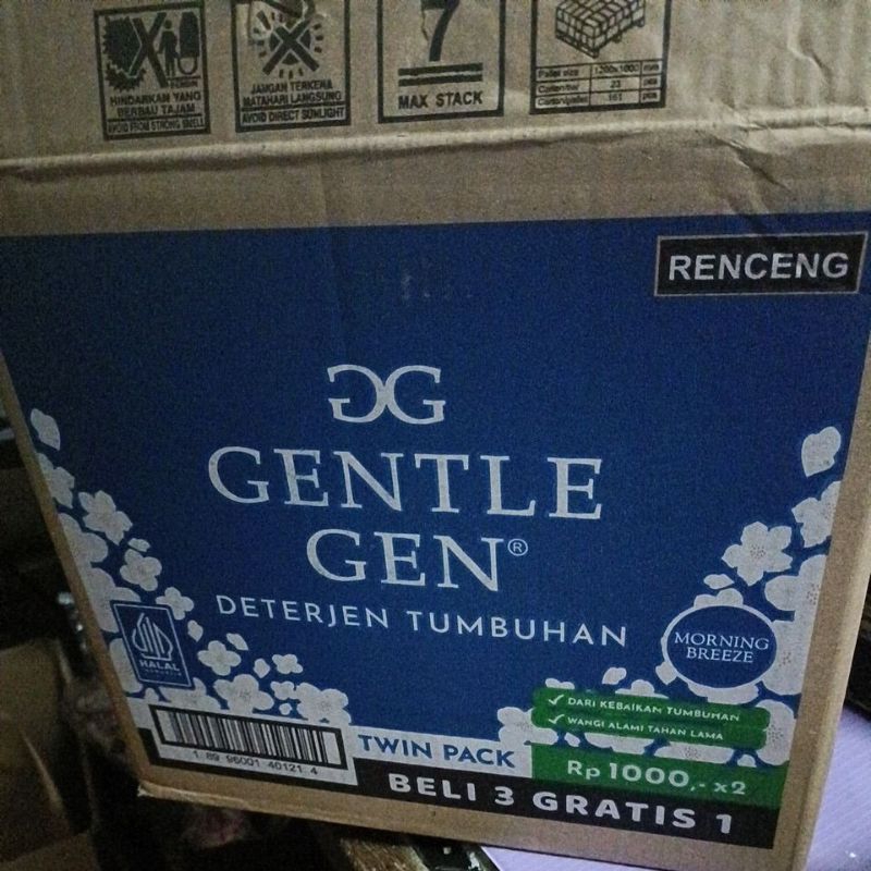 DETERJEN GENTLE GEN  SAC 160 BKS, SATU DUS SAMEDAY/INSTANT