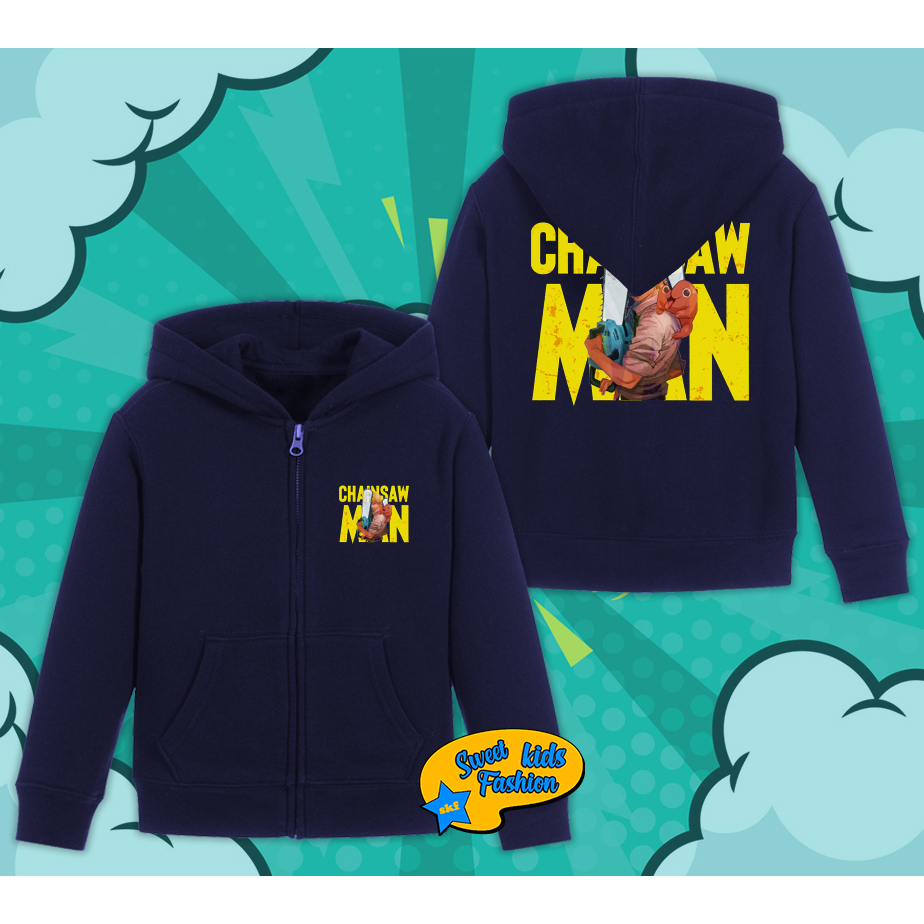 Jaket Hoodie Zipper Anak Chainsaw Man Denji Hoodie Anak Chainsaw man Denji