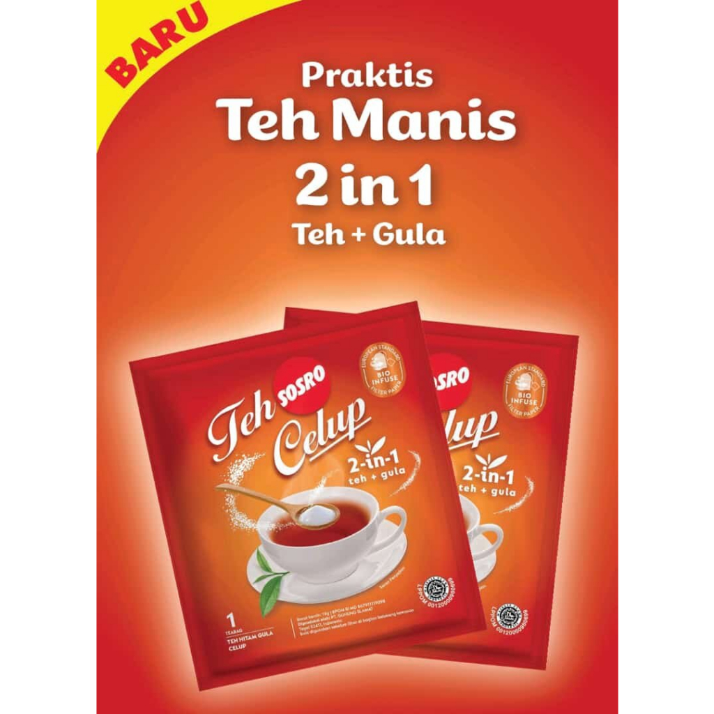 (JSO) Teh Celup Sosro 2 in 1 - Teh Plus Gula Teh Gula Wangi Teh Wangi Gunung Slamat