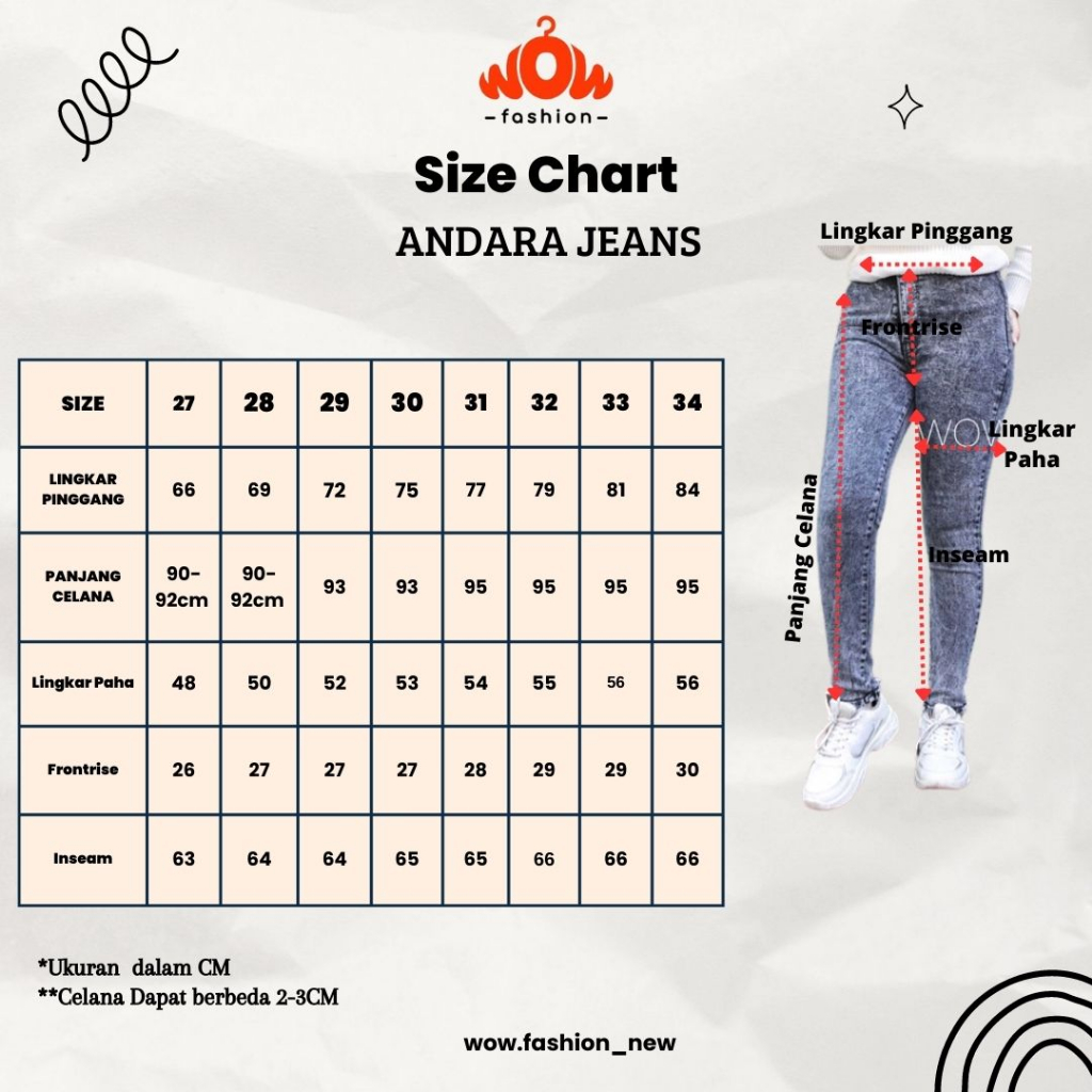 WOW-Andara Hw Jeans Snow/ High Waist 27-34 Celana Jeans Premium