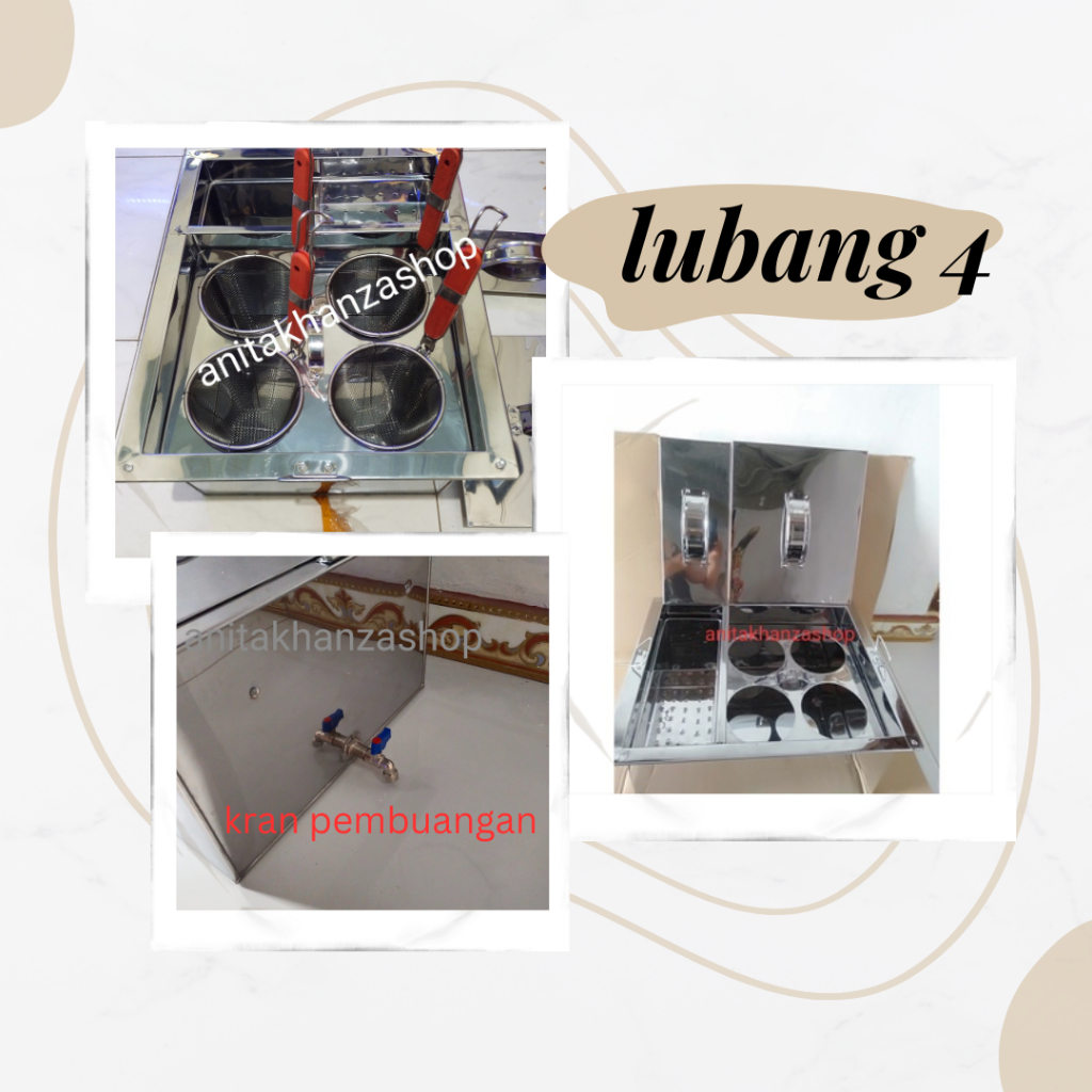 Dandang mie ayam 4 lubang STAINLESS STEEL/ plus kuah / plus sarangan bakso / Dandang mie ayam kotak