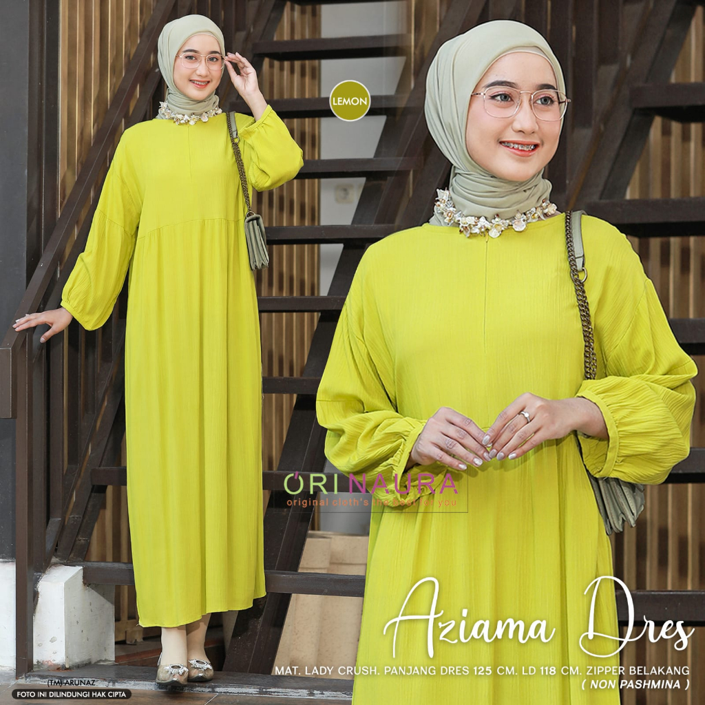 Aziama Dress Muslim Lady Crush Premium Original By Orinaura