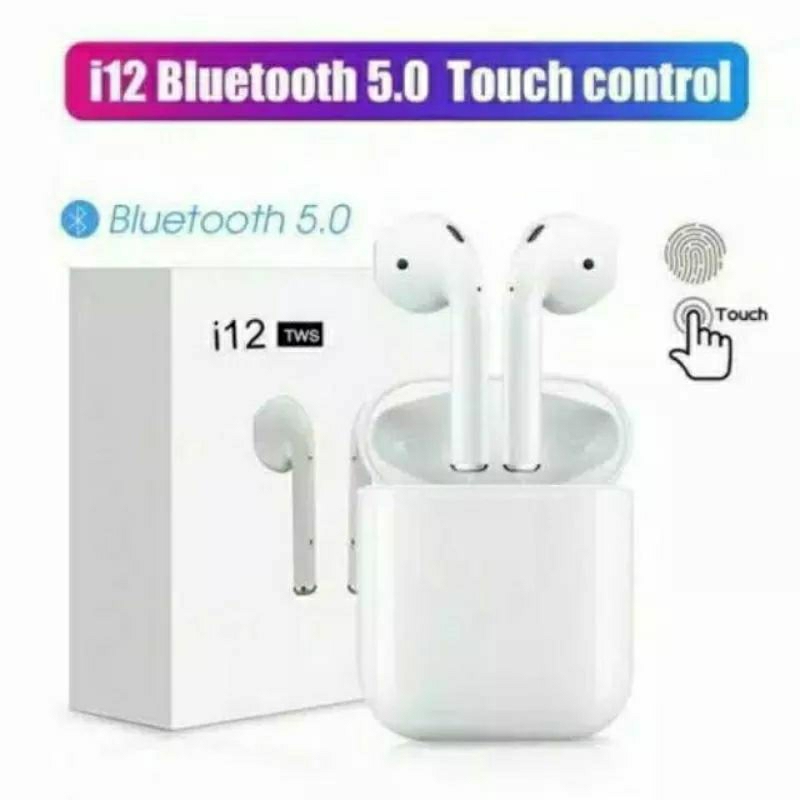 Handsfree Headset bluetooth TWS i12 Twins Touch 5.0 wireless Stereo Super Bass