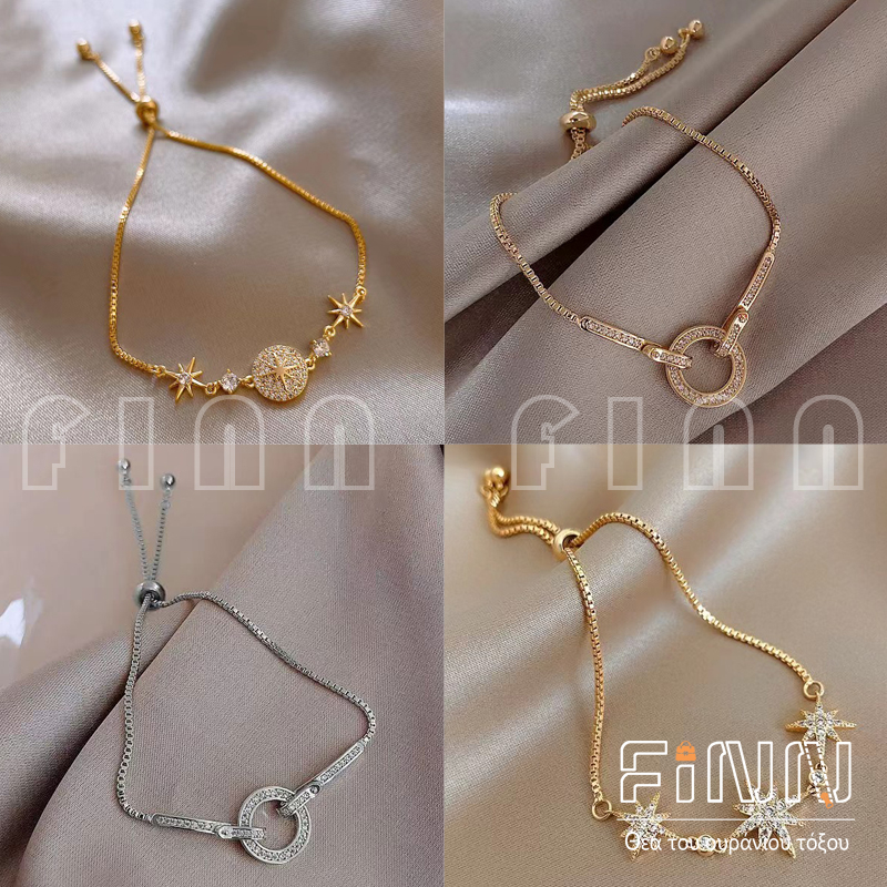 Perhiasan Tangan Untuk Wanita Gelang Serut Bahan Besi Anti Karat Aksen Liontin Korean Fashion Import