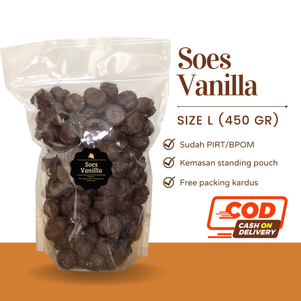 [DELISH SNACKS] Soes Cokelat / Vanilla (L) / Snack Cemilan / Sus Kering Mini Isi Coklat Camilan Manis